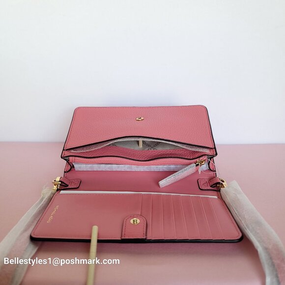 MICHAEL KORS Jet Set Charm Small Phone Pebbled Leather Crossbody- Tea Rose⭐ - Picture 11 of 16